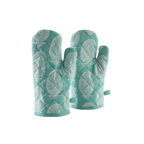 AmazonBrand – Solimo 100% Cotton Padded Oven Gloves Paisley, (Pack of 2, Blue) AmazonBrand – Solimo 100% Cotton Padded Oven Gloves Paisley, (Pack of 2, Blue)