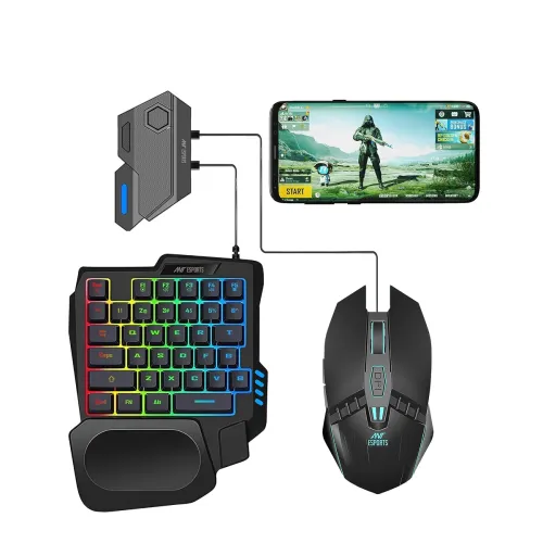 Ant Esports MG401 4-in-1 RGB Keyboard & Mouse Combo with One-Hand Keypad, 3600 DPI Optical Mouse, Bluetooth Receiver & Phone Stand for Android, BGMI, Free Fire & Call of Duty Ant Esports MG401 4-in-1 RGB Keyboard & Mouse Combo with One-Hand Keypad, 3600 DPI Optical Mouse, Bluetooth Receiver & Phone Stand for Android, BGMI, Free Fire & Call of Duty