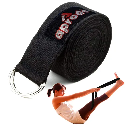 Aprodo Yoga Strap 6Feet (72 Inches) 1.5\’ Width 100% Cotton Anti Skid Straps with Adjustable D-Ring Buckle, Best for Yoga, Body Flexibility & General Fitness, (Pack of 1 pc) (Black) Aprodo Yoga Strap 6Feet (72 Inches) 1.5\’ Width 100% Cotton Anti Skid Straps with Adjustable D-Ring Buckle, Best for Yoga, Body Flexibility & General Fitness, (Pack of 1 pc) (Black)