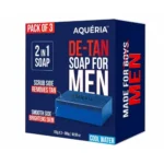 Aqueria De-Tan & Brightening 2-in-1 Bath Soap for Men | Cool Water Perfume | Scrub Side for Tan Removal & Gentle Exfoliation | Smooth Side for Skin Brightening & Hydration | Deep Cleansing Face & Body Soap For Fresh, Healthy-Looking Skin |