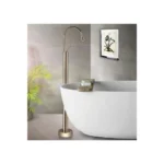 Aquieen Free Standing Floor Mounted Single Lever Basin Mixer with Provision for Hot & Cold Water Drop Series (Rose Gold)