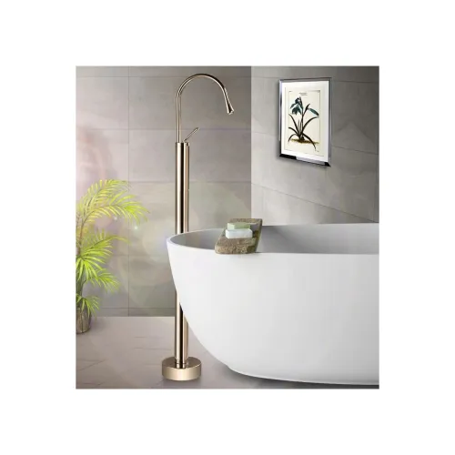 Aquieen Free Standing Floor Mounted Single Lever Basin Mixer with Provision for Hot & Cold Water Drop Series (Rose Gold) Aquieen Free Standing Floor Mounted Single Lever Basin Mixer with Provision for Hot & Cold Water Drop Series (Rose Gold)