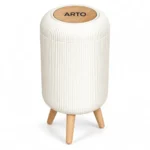 Arto Premium Nordic Decorative Dustbin with Wooden Stand | Stylish Modern Trash Bin with Removable Inner Bucket | Waste Bin for Home, Kitchen & Living Room