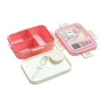 ATTRO Craze Unicorn Theme Kids Lunch Box with 3 Compartment, 1 Separate Internal Lid, 1 Small Container & Spoon Microwave Safe-1290ml+70ml Pink