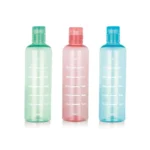 ATTRO Crystal 600ml Plastic Water Bottle BPA Free Leakproof, Fridge Safe with Time Marker to Track Hydration, Encourages Water Intake Set of 3- MultiColors