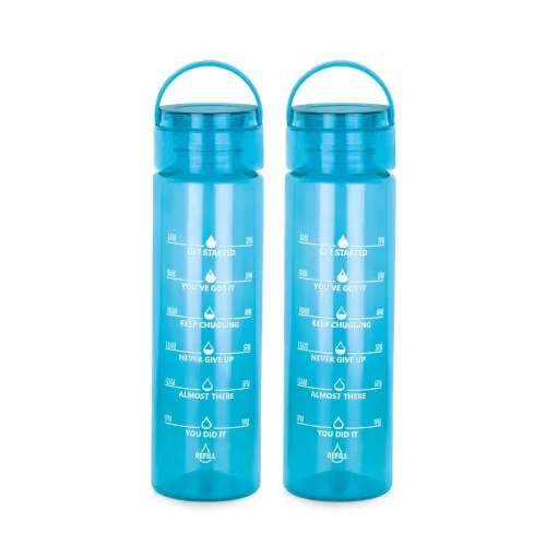 ATTRO Oxy Motivational 1000ml Water Bottle – Time Markers & Inspirational Slogans Mentioned Encourages More Water Intake, Easy-to-Carry Handle- Set of 2 Blue, Plastic ATTRO Oxy Motivational 1000ml Water Bottle – Time Markers & Inspirational Slogans Mentioned Encourages More Water Intake, Easy-to-Carry Handle- Set of 2 Blue, Plastic