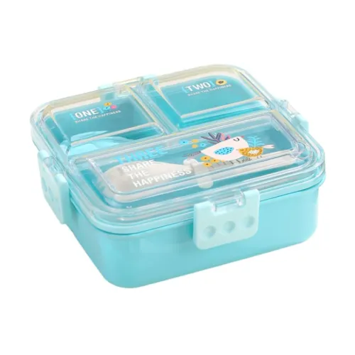ATTRO Tasty Bite 3 Compartment Lunch Box with Small Container & Spoon BPA Free Food Grade Leak-Proof Microwave Safe Ideal for Kids-1020ml+70ml Blue, Plastic ATTRO Tasty Bite 3 Compartment Lunch Box with Small Container & Spoon BPA Free Food Grade Leak-Proof Microwave Safe Ideal for Kids-1020ml+70ml Blue, Plastic