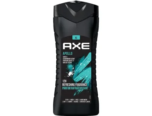 Axe Apollo 3 In 1 Body, Face & Hair Wash for Men, Long-Lasting Refreshing Sage & Cedarwood Fragrance for Up To 12hrs, Natural Origin Ingredients, Removes Odor & Bacteria, No Parabens, Dermatologically Tested, 400ml