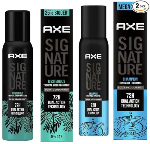 Axe Signature Champion Long Lasting No Gas Body Deodorant For Men 200 ml & Axe Signature Mysterious No Gas Deodorant Bodyspray For Men 154 ml Combo Axe Signature Champion Long Lasting No Gas Body Deodorant For Men 200 ml & Axe Signature Mysterious No Gas Deodorant Bodyspray For Men 154 ml Combo