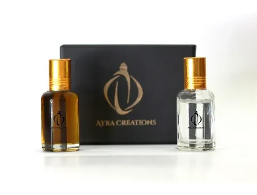 Ayra Creations Original Arabian White Oudh Attar + Jannatul Firdaus Attar Liquid Perfumes { With 1 Surprise Gift } | 24 Hours Long Lasting Aroma{ Unisex } | No Alcohol = 12Ml + 12Ml + Gift