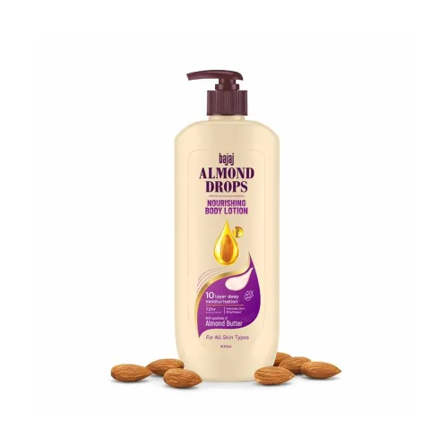Bajaj Almond Drops Nourishing Body Lotion With Almond Butter | 72 Hr Moisture Retention | Enhances Skin Glow | Improves Skin Barrier | For All Skin Types | 400 ML Bajaj Almond Drops Nourishing Body Lotion With Almond Butter | 72 Hr Moisture Retention | Enhances Skin Glow | Improves Skin Barrier | For All Skin Types | 400 ML