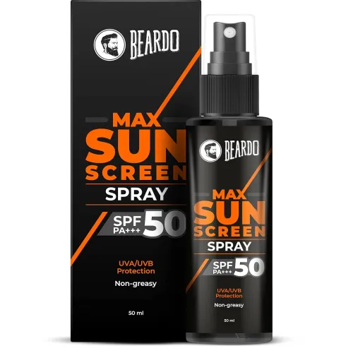 Beardo Max Sunscreen SPF 50 & PA+++ Spray for Men | Non-greasy Spray for Men | Easy Application of Sunscreen for Oily Skin | UVA UVB Protection | 50ml Beardo Max Sunscreen SPF 50 & PA+++ Spray for Men | Non-greasy Spray for Men | Easy Application of Sunscreen for Oily Skin | UVA UVB Protection | 50ml