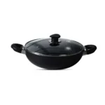 BERGNER Essential Plus 5-Layer Non-Stick 24 cm Kadai with Glass Lid, 3.6 L Kadhai, Consumes Less Oil, Bakelite Handles with Comfortable Grip, Quick Heat Distribution, Easy to Clean – Induction Bottom
