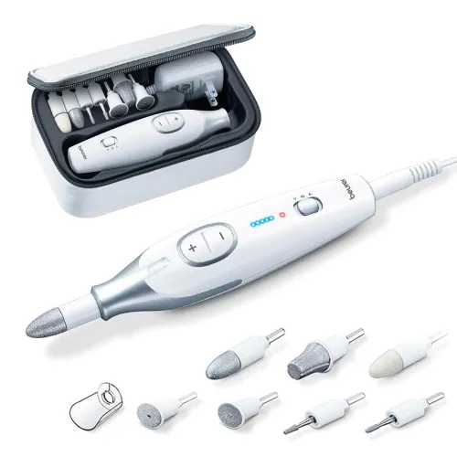 Beurer MP 42 German EngineeringI Manicure Pedicure Kit for women I German Engineering I Electric Nail File with 7 Sapphire & Felt Attachments I For filing, shaping, buffing, callus removal, and polishing I Used for special nail care needs I Beurer MP 42 German EngineeringI Manicure Pedicure Kit for women I German Engineering I Electric Nail File with 7 Sapphire & Felt Attachments I For filing, shaping, buffing, callus removal, and polishing I Used for special nail care needs I