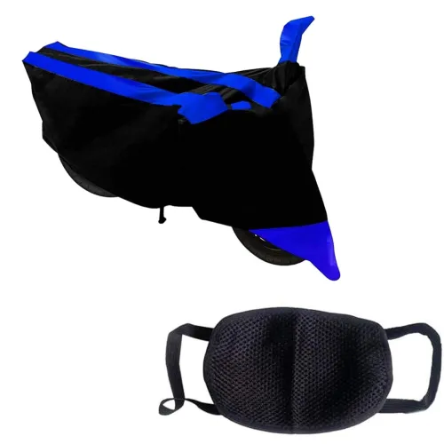 Kandid Blue & Black Bike Cover with Pollution Mask for Suzuki Burgman Street Kandid Blue & Black Bike Cover with Pollution Mask for Suzuki Burgman Street