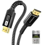 BlueRigger 10K 8K Certified HDMI 2.1 Cable 48Gbps (10FT, 8K 60Hz, 4K 120Hz, eARC, HDR10 VRR HDCP 2.3) Certified Ultra High Speed HDMI Cable Braided Cord – For Gaming Xbox Series X Roku HDTV Monitor