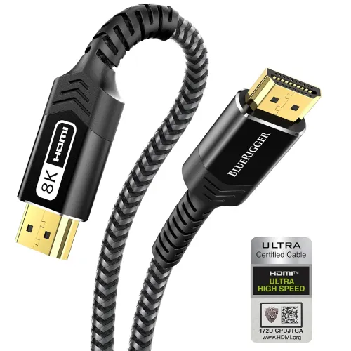 BlueRigger 10K 8K Certified HDMI 2.1 Cable 48Gbps (10FT, 8K 60Hz, 4K 120Hz, eARC, HDR10 VRR HDCP 2.3) Certified Ultra High Speed HDMI Cable Braided Cord – For Gaming Xbox Series X Roku HDTV Monitor BlueRigger 10K 8K Certified HDMI 2.1 Cable 48Gbps (10FT, 8K 60Hz, 4K 120Hz, eARC, HDR10 VRR HDCP 2.3) Certified Ultra High Speed HDMI Cable Braided Cord – For Gaming Xbox Series X Roku HDTV Monitor
