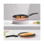 Borosil Festive Glory Non-Stick Set of 2 Tawa (25 cm) and Fry Pan (24 cm), Gas Stove & Induction Compatible, Metal Spoon Friendly, Pink Exterior, Thick Uniform Body, Stir Fry Pan, Tava for Prantha