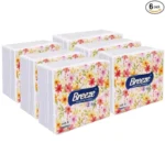 BREEZE BRE004 2 Ply Paper Serviettes Cocktail Napkin Super Soft & More Absorbent Plain Tissue with 50 pulls (Pack of 6/300 Tissues)