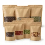 Brown Kraft Paper Zip Lock Stand Up Pouches | 12×20cm | 200g | Pack of 50