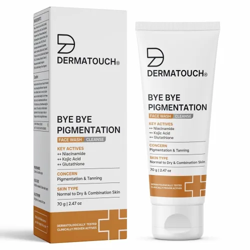 DERMATOUCH Bye Bye Pigmentation Face Wash | Niacinamide, Kojic Acid & Glutathione | For Tan and Anti-Pigmentation | Dermatologist Tested | For Men & Women | 70g DERMATOUCH Bye Bye Pigmentation Face Wash | Niacinamide, Kojic Acid & Glutathione | For Tan and Anti-Pigmentation | Dermatologist Tested | For Men & Women | 70g