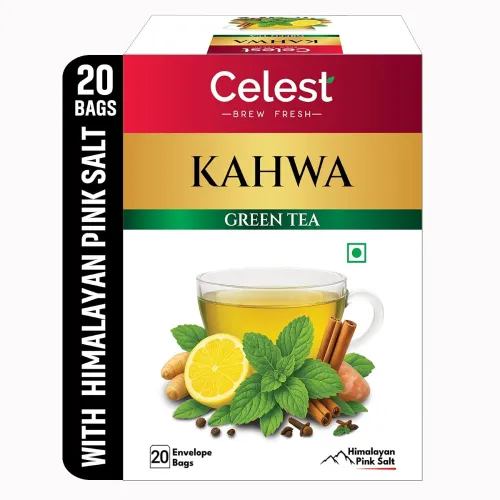 Celest Kahwa Green Tea, 20 Tea Bags | Helps in Detox | Contains Desi Herbs & Spices Celest Kahwa Green Tea, 20 Tea Bags | Helps in Detox | Contains Desi Herbs & Spices
