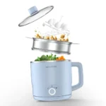 Cellecor Stainless Steel Multi-Cook Kettle CMK18 Home Chef With Steamer, Egg Tray, Rust Free Body, 600W Powerful Output, Multi Cook Electric Kettle (1.8 L, Light Blue)