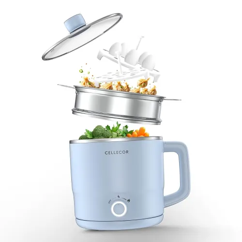 Cellecor Stainless Steel Multi-Cook Kettle CMK18 Home Chef With Steamer, Egg Tray, Rust Free Body, 600W Powerful Output, Multi Cook Electric Kettle (1.8 L, Light Blue) Cellecor Stainless Steel Multi-Cook Kettle CMK18 Home Chef With Steamer, Egg Tray, Rust Free Body, 600W Powerful Output, Multi Cook Electric Kettle (1.8 L, Light Blue)