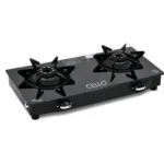 Cello Dezire Plus 2 Burner Gas Stove | 6mm Toughened Glass | Manual Ignition | ISI Certified | Rapid Alloy Burnes | 1 Year Warranty | Hexa Pan Supports