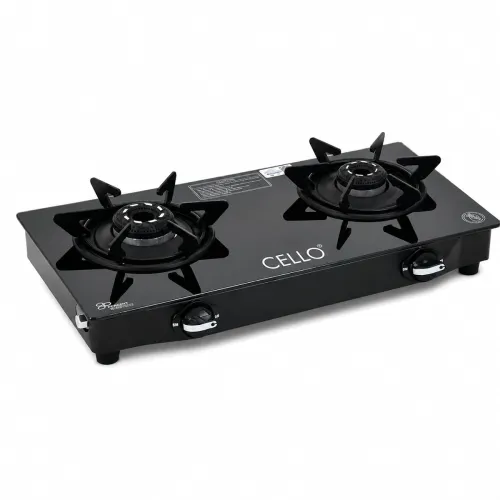 Cello Dezire Plus 2 Burner Gas Stove | 6mm Toughened Glass | Manual Ignition | ISI Certified | Rapid Alloy Burnes | 1 Year Warranty | Hexa Pan Supports Cello Dezire Plus 2 Burner Gas Stove | 6mm Toughened Glass | Manual Ignition | ISI Certified | Rapid Alloy Burnes | 1 Year Warranty | Hexa Pan Supports