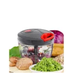 Compact Manual Handy Chopper – 450 ml, Grey & Red Color (with 3 Cutter Blade)