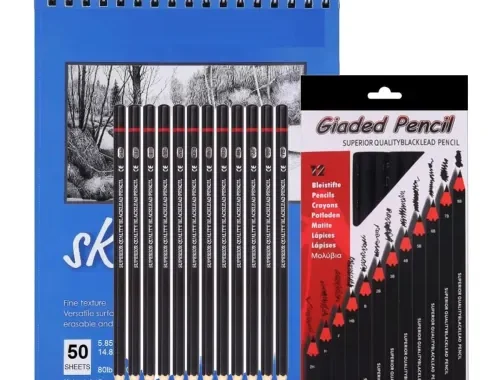 Corslet Set of 13 Drawing Kit 12 pc Drawing Pencils Set Sketch Pencil Shading Sketching Kit Graphite Artist Stationary Material for Adults Professional Artist Kit & 50 Sheets 100 Pages A5 Sketch Book