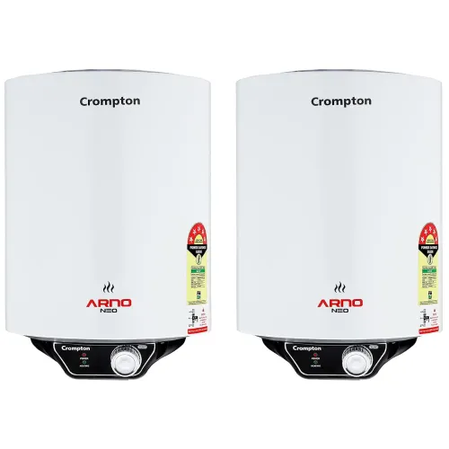 Crompton Arno Neo 15-L 5 Star Rated Storage wall Water Heater with Advanced 3 Level Safety (White) (Pack of 2) Crompton Arno Neo 15-L 5 Star Rated Storage wall Water Heater with Advanced 3 Level Safety (White) (Pack of 2)