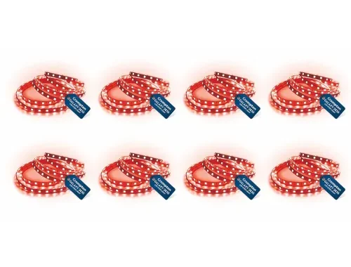 Crompton 5 Meter LED Strip Light | Red Color, 300 LEDs Flexible Roll | Decorative & Energy Saving Accent Lighting | Plastic Build | Without Driver | Pack of 8