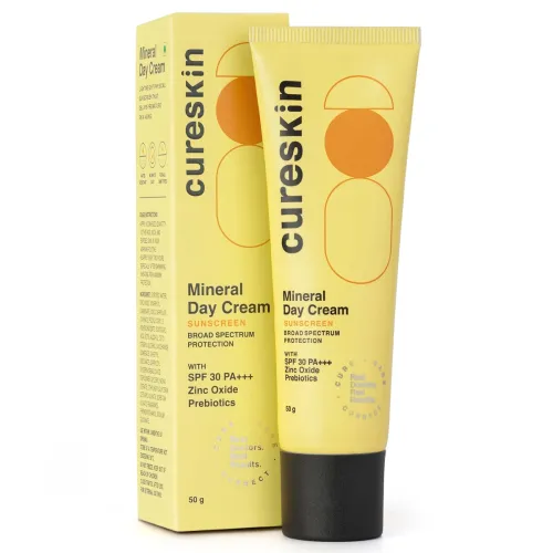 Cureskin Mineral Day Cream Sunscreen Matte Finish SPF 30 PA+++ | Broad Spectrum Sun (UVA, UVB & IR) Protection | Zinc Oxide with Prebiotics, 50 g (Pack of 1) Cureskin Mineral Day Cream Sunscreen Matte Finish SPF 30 PA+++ | Broad Spectrum Sun (UVA, UVB & IR) Protection | Zinc Oxide with Prebiotics, 50 g (Pack of 1)