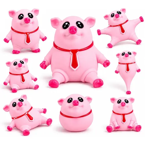 Cute Pig Squishy Toy with Soft Stretchable Body, Squeeze and Pull Fidget Toy for Kids and Adults, Novelty Stress Toy for Desk, Travel, Birthday Gifts and Party Return Favors