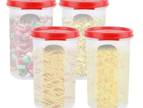 Cutting EDGE 585ML Smart Slim Storage Airtight Container-Red,Set of 4