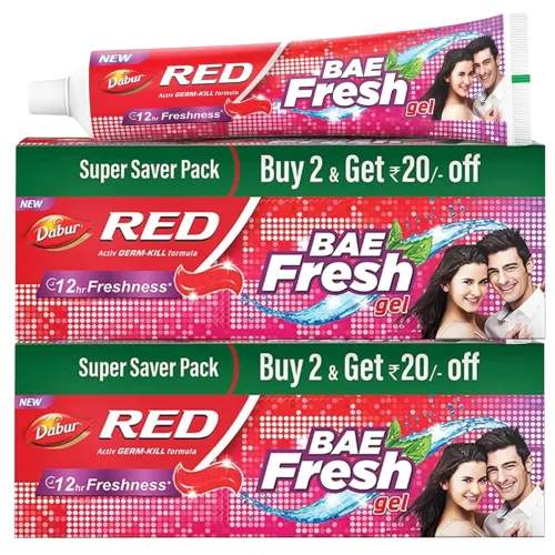 Dabur Red Bae Fresh Gel – 600gm (300gm*2) | Fights Bad Breath, Cavity Germs and Plaque | 12hr Freshness | Activ Germ-Kill formula Dabur Red Bae Fresh Gel – 600gm (300gm*2) | Fights Bad Breath, Cavity Germs and Plaque | 12hr Freshness | Activ Germ-Kill formula