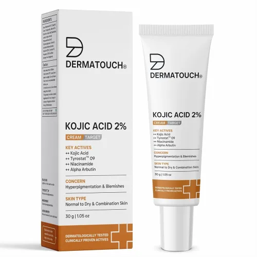 DERMATOUCH Kojic Acid 2% Brightening Cream with Niacinamide & Tyrostat | For Pigmentation, Blemishes, Dark Spots & Hyperpigmentation | Non-Greasy | Dermatologist Tested | 30g