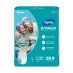 Dignity Premium Pull Up Adult Diapers Pant Style – 10 Count (Large) with Soft Elastic and Extra Absorbent Core, Waist Size 34\’ – 59\’, 10 Pcs/Pack (Pack of 1)