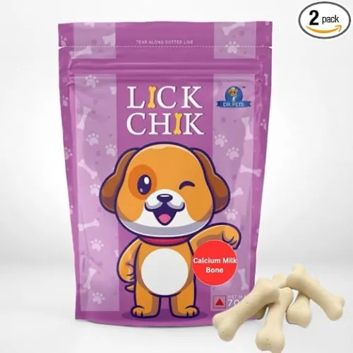 Dr. Pets Pack of 2 (120g Each) Lickchik Calcium Milk Bone Dog Treats | Training Snacks for Dogs & Puppies | Strong Teeth & Bone Support | Real Chicken Enriched Dr. Pets Pack of 2 (120g Each) Lickchik Calcium Milk Bone Dog Treats | Training Snacks for Dogs & Puppies | Strong Teeth & Bone Support | Real Chicken Enriched