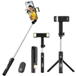 Dubstep Flickstick Lit Smart Selfie Stick 360° Rotation Mobile Stand | Enabled Extendable Selfie Stick/Tripod with Wireless Remote | Compatible with iPhone and Android Smart Phones (Black)