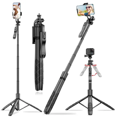 EDNITA E16 Selfie Stick Tripod Upgraded 61\’ Long, Balance Handle, Hand Stabilizer,Stable Tripod for Anti Shake Shooting, 6 Section Telescopic Design Wide-Angle Photography