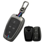 Eliane Car Accessories Key Cover Compitable for Tata Harrier Safari Nexon Altroz Tigor EV Punch Tiago EV Electric 4 Button Remote Key Metal (Push Start)
