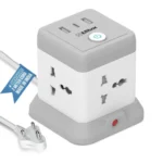 EMBOX Cube Extension Board with USB Type C (2.4 A) (QC 3.0) | 2500W Heavy Duty Extension Board with Switches | Extension Cord with Universal Sockets Safety Shutter & Overload Protector, 2 Meter