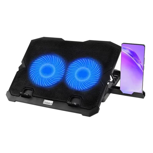 Laptop Cooler Stand Ergonomic, Adjustable Height, 2 USB Ports and 2 Fan Cooling Pad (Black) Laptop Cooler Stand Ergonomic, Adjustable Height, 2 USB Ports and 2 Fan Cooling Pad (Black)