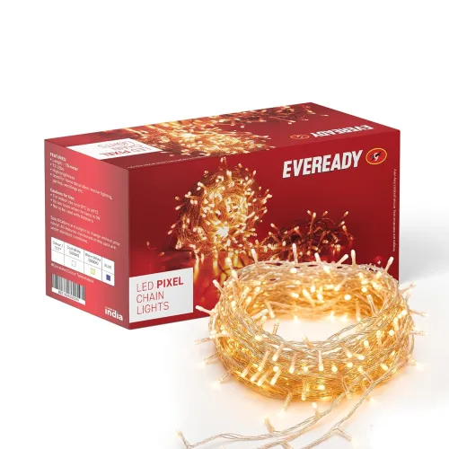 EVEREADY UTSAV, 33 FEET LED Pixel Lights, 46 LEDs, BIS Approved, High Brightness Home Decoration Ladi String Lights for Ganpati, Diwali, Christmas, Festivals, Warm White, Pack of 1