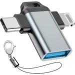 FEDUS ION 2-in-1 OTG Adapter: Type-C & 8-Pin iOS Connector to USB 3.0, 5Gbps High-Speed Data Sync, Connector for iPhone 17/16/15, Galaxy S26/S25/24, iPad, Mac, Pendrive, Mobile, Tablet, Laptop, PC