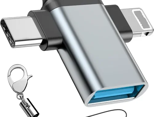 FEDUS ION 2-in-1 OTG Adapter: Type-C & 8-Pin iOS Connector to USB 3.0, 5Gbps High-Speed Data Sync, Connector for iPhone 17/16/15, Galaxy S26/S25/24, iPad, Mac, Pendrive, Mobile, Tablet, Laptop, PC