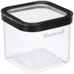 Floraware Food Safe Plastic Multiuse Square Fit-Lock Airtight Storage Jar,Containers for Kitchen Storage Set I Grocery Kitchen Container Set I Multipurpose Jar, 750 ml, set 1 BPA free, Black